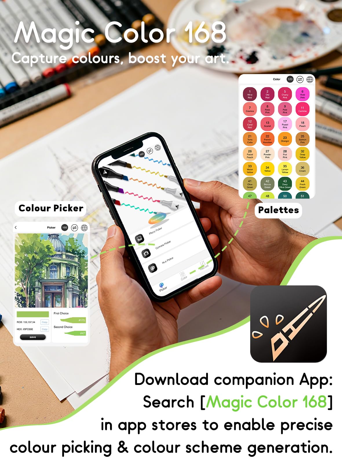 AEDAGA 120 Couleurs Feutre a Alcool avec APP Gratuit,Marqueur Alcool Pour Anime, Manga, Dessin, Croquis et Calligraphie, Fournitures Artistiques pour Adultes et Enfants