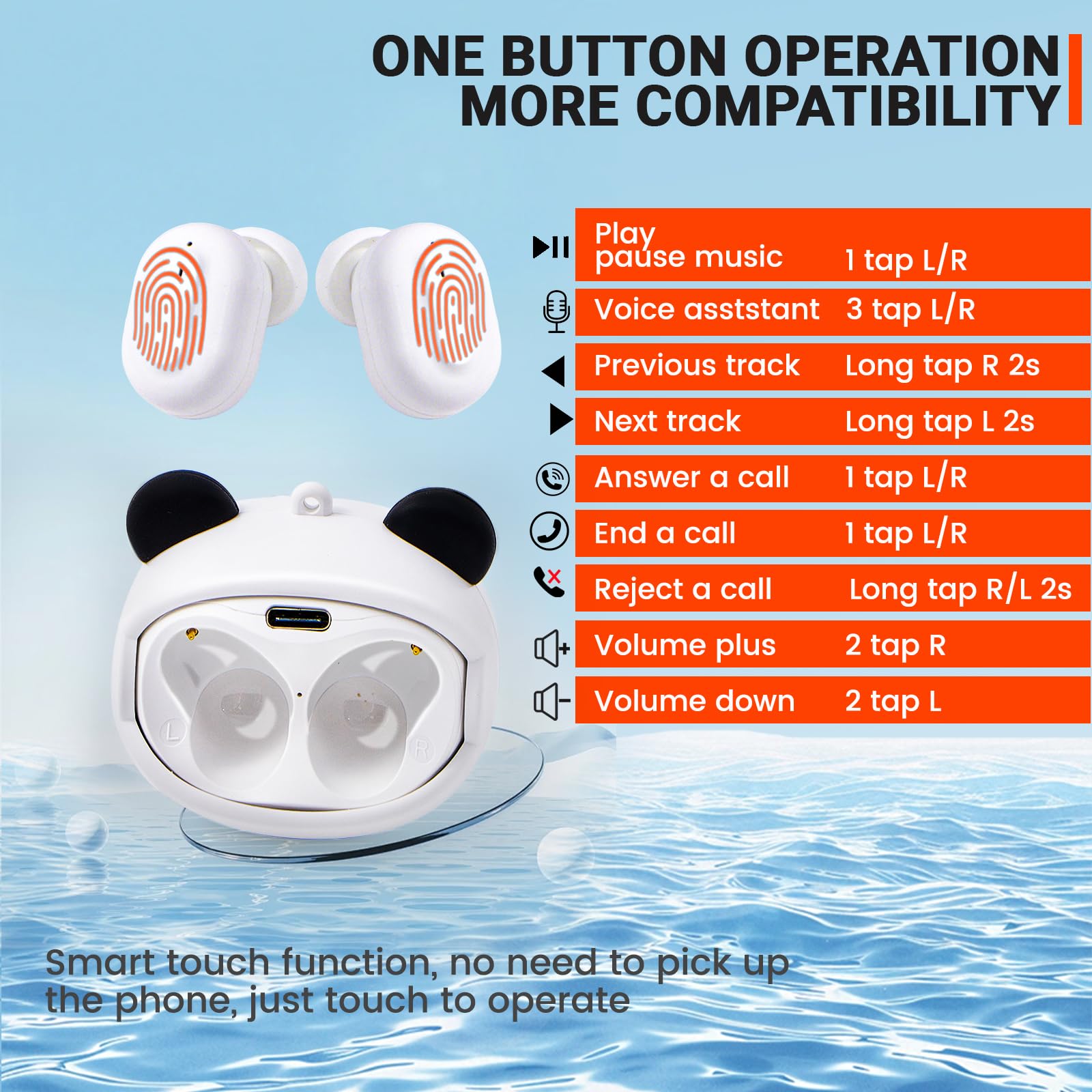 Auriculares inalámbricos para niños con funda giratoria Panda, auriculares inalámbricos Bluetooth para niños, auriculares para niños con micrófono, volumen seguro de 88 dB, auriculares