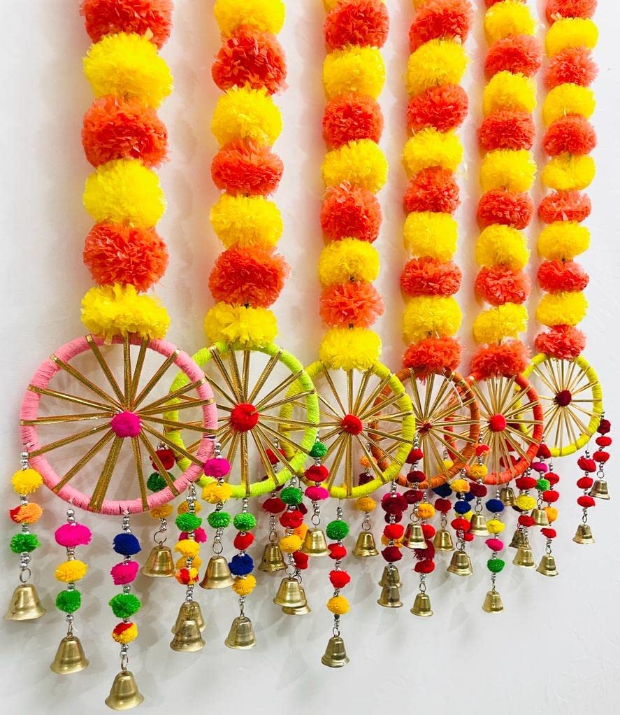 Sphinx Artificial Marigold Fluffy Flowers Garlands for Decoration - Pack of 5 (Y and D Raj Round Mix) 3