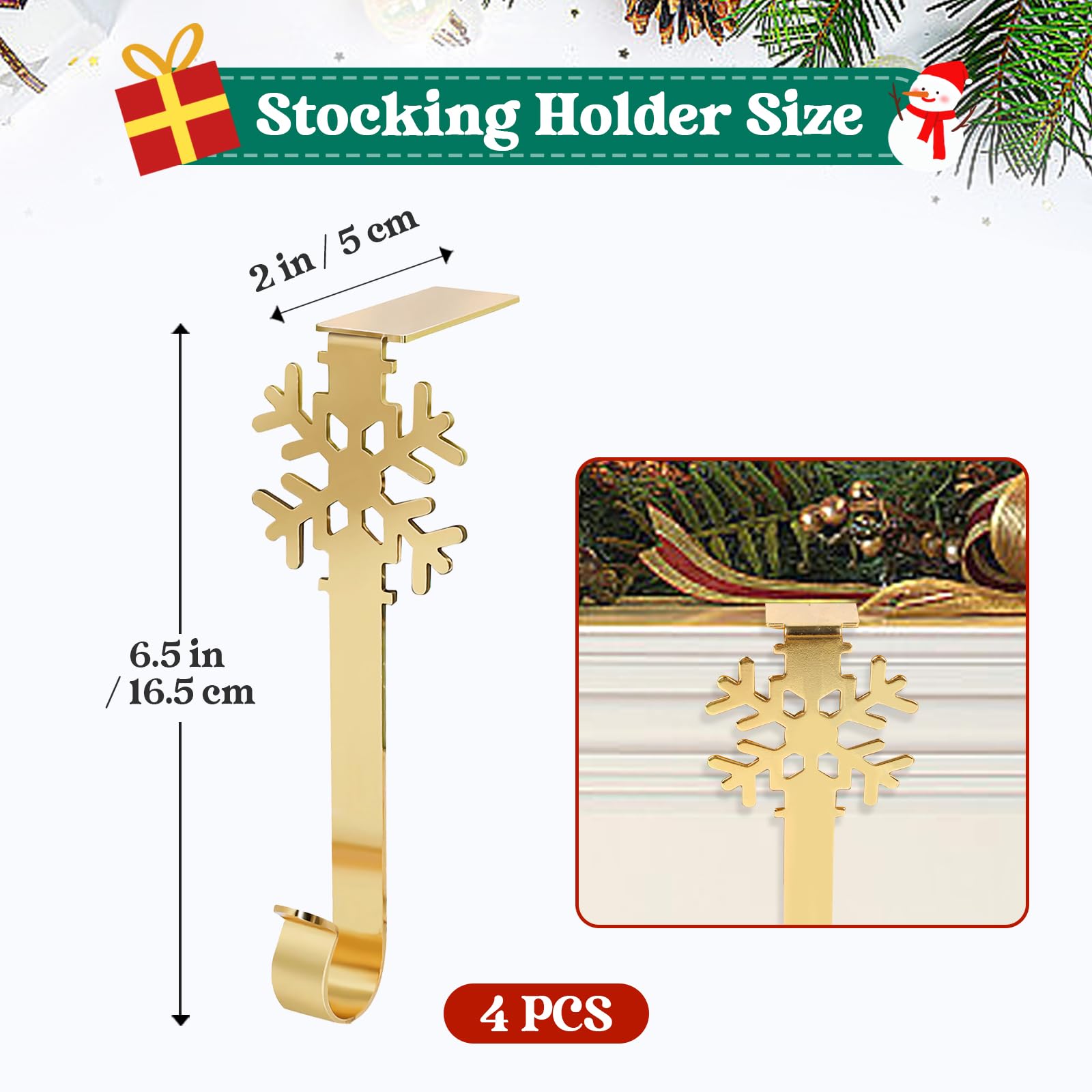 Kungfu Mall Christmas Stocking Holders Gold - Image 3