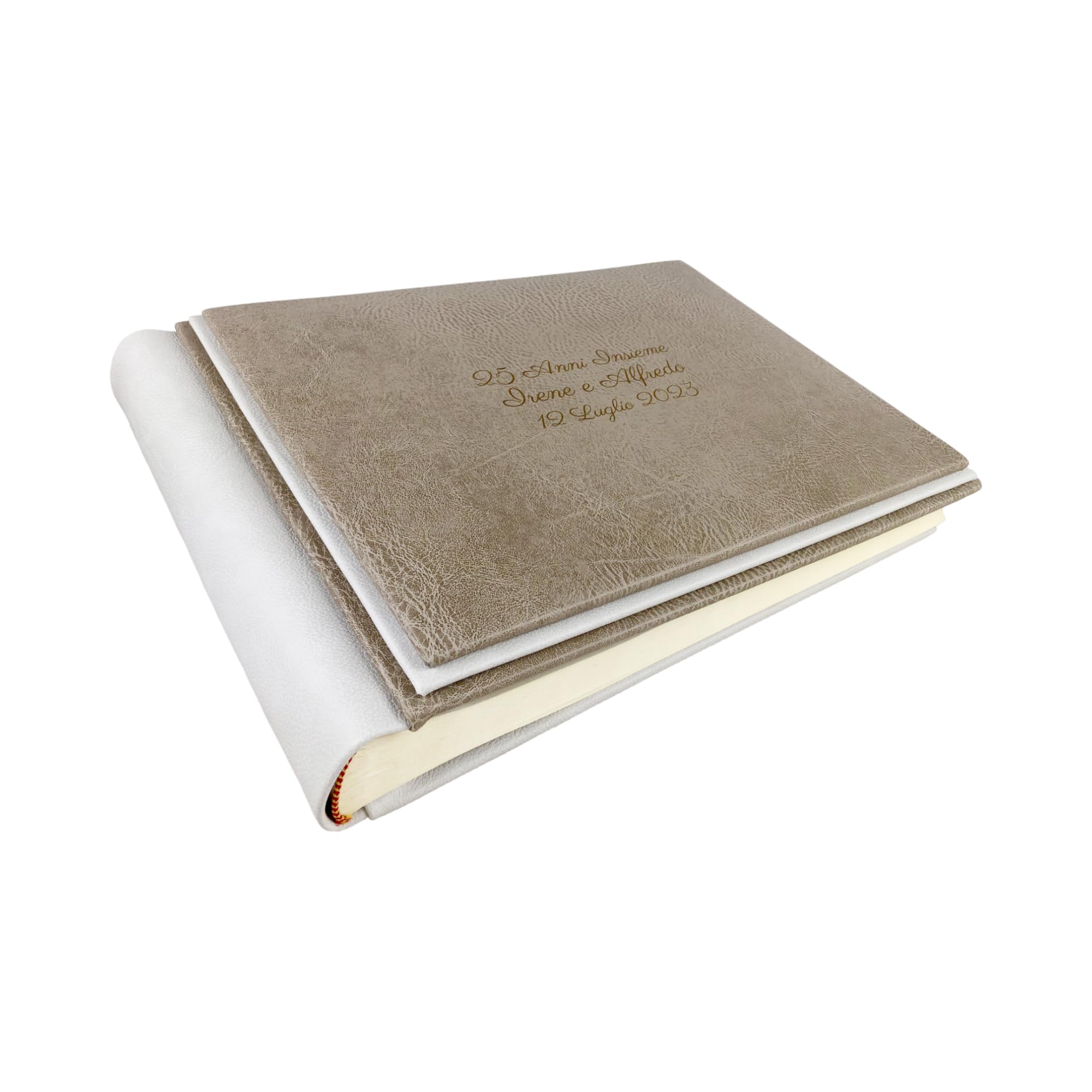 TriVin Art Álbum de fotos en elegante símil piel, personalizable con grabado. Ideal para bodas, aniversarios, todos los eventos. (Paloma-Gris Perla)