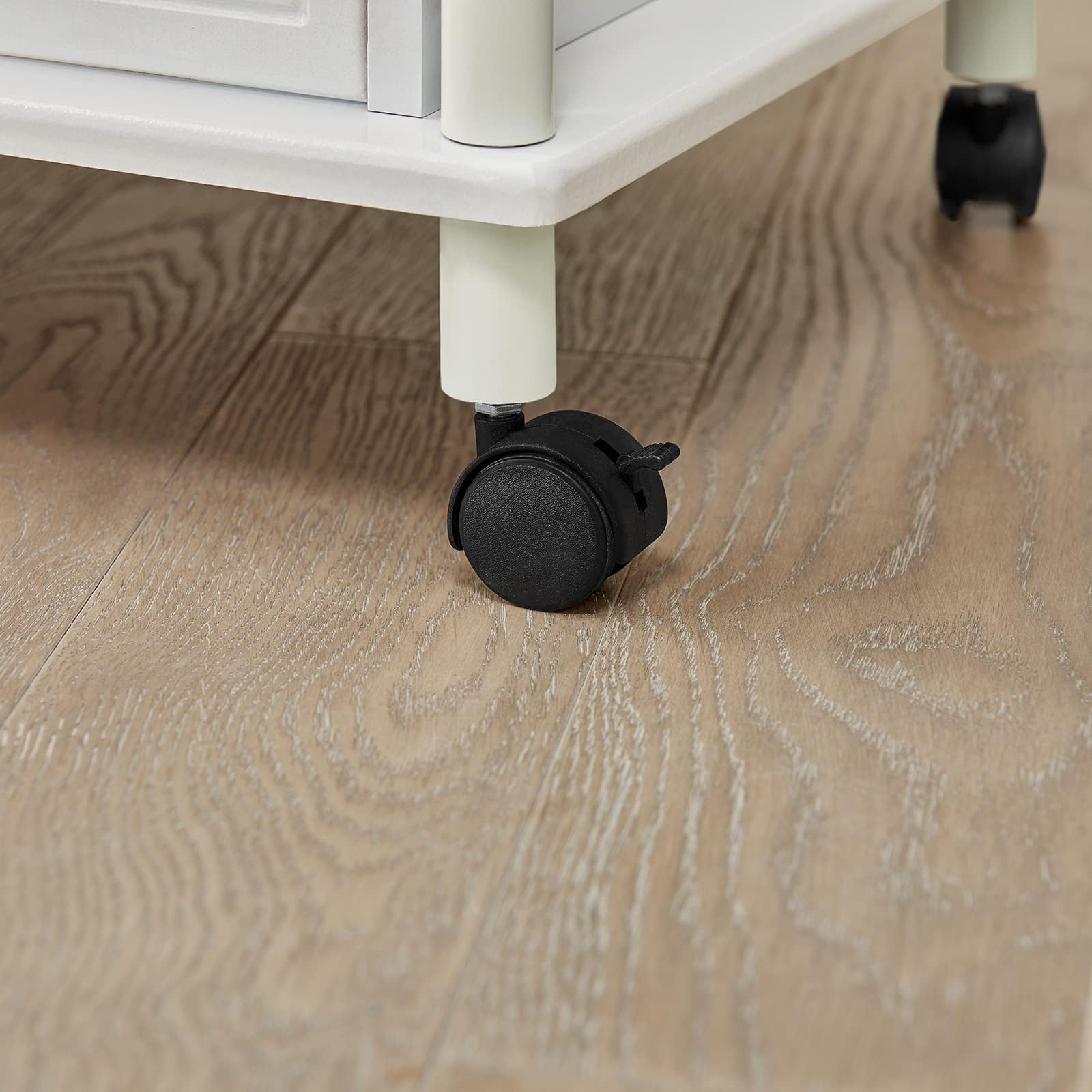 SoBuy Carrito Cocina con 3 Estantes & 2 Puertas, microondas, 60×115×40cm | Mueble Microondas con Ruedas, fácil mover & bloquear, barras laterales anticaída, MDF/metal, para cocina & comedor, FRG12-W
