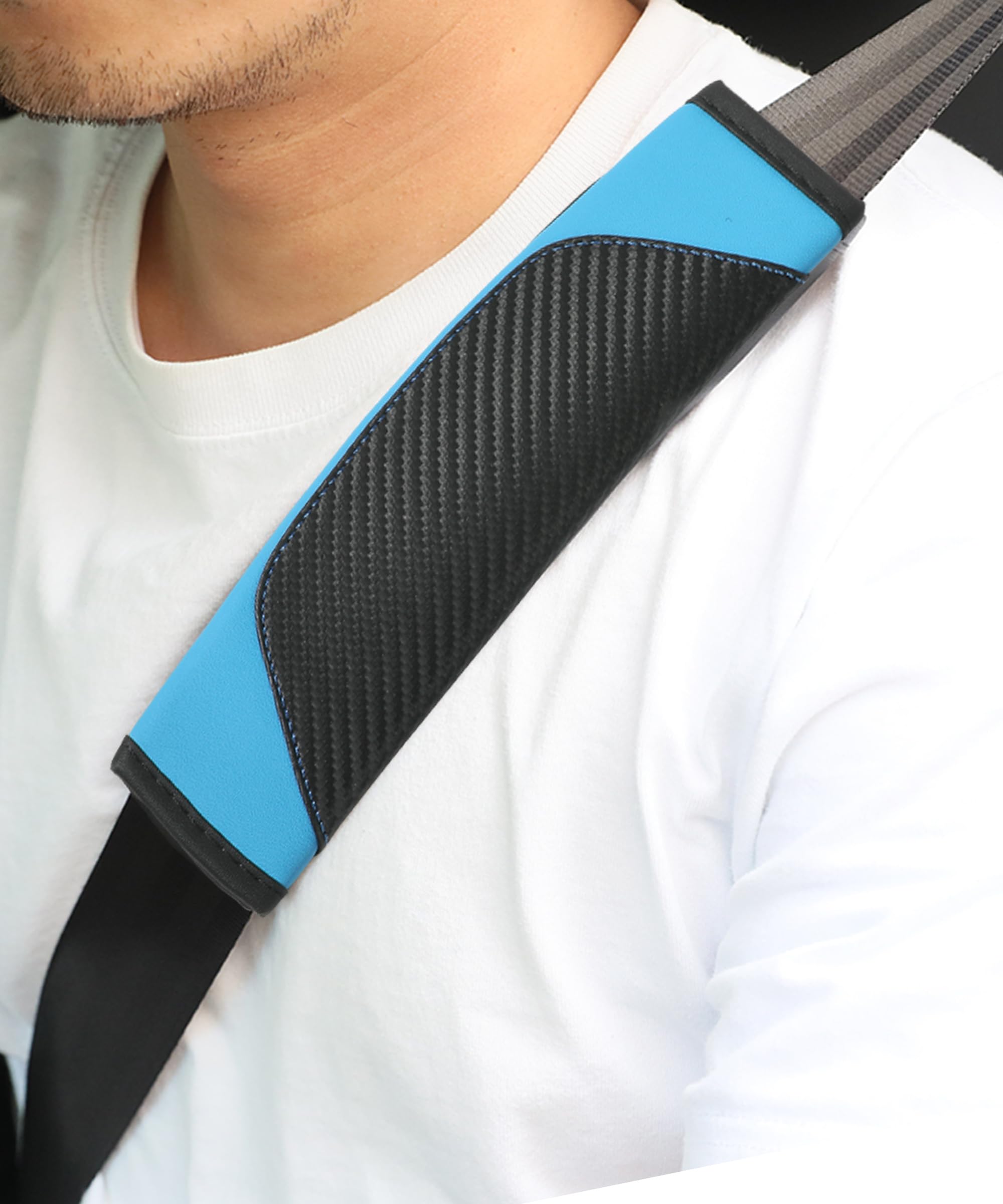 Copri Cintura Di Sicurezza Auto In Pelle, Cuscino Comfort Per Collo E Spalle, Blu, Per Adulti E Bambini