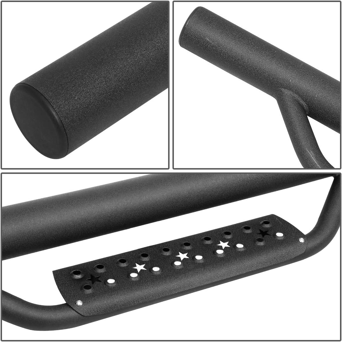 DNA Motoring 3 Inches Running Boards Compatible with 07-17 Wrangler 2-Dr / 18 Wrangler JK 2-Dr, Powder Coated Drop Side Step Nerf Bars, STEPB-ZTL-8232