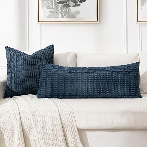 Vista 363 de MIULEE Pack of 2 Orange Corduroy Decorative Pillow Covers 20x20 Inch Soft Boho Striped Throw Pillow Covers Modern Farmhouse Home Decor for Halloween