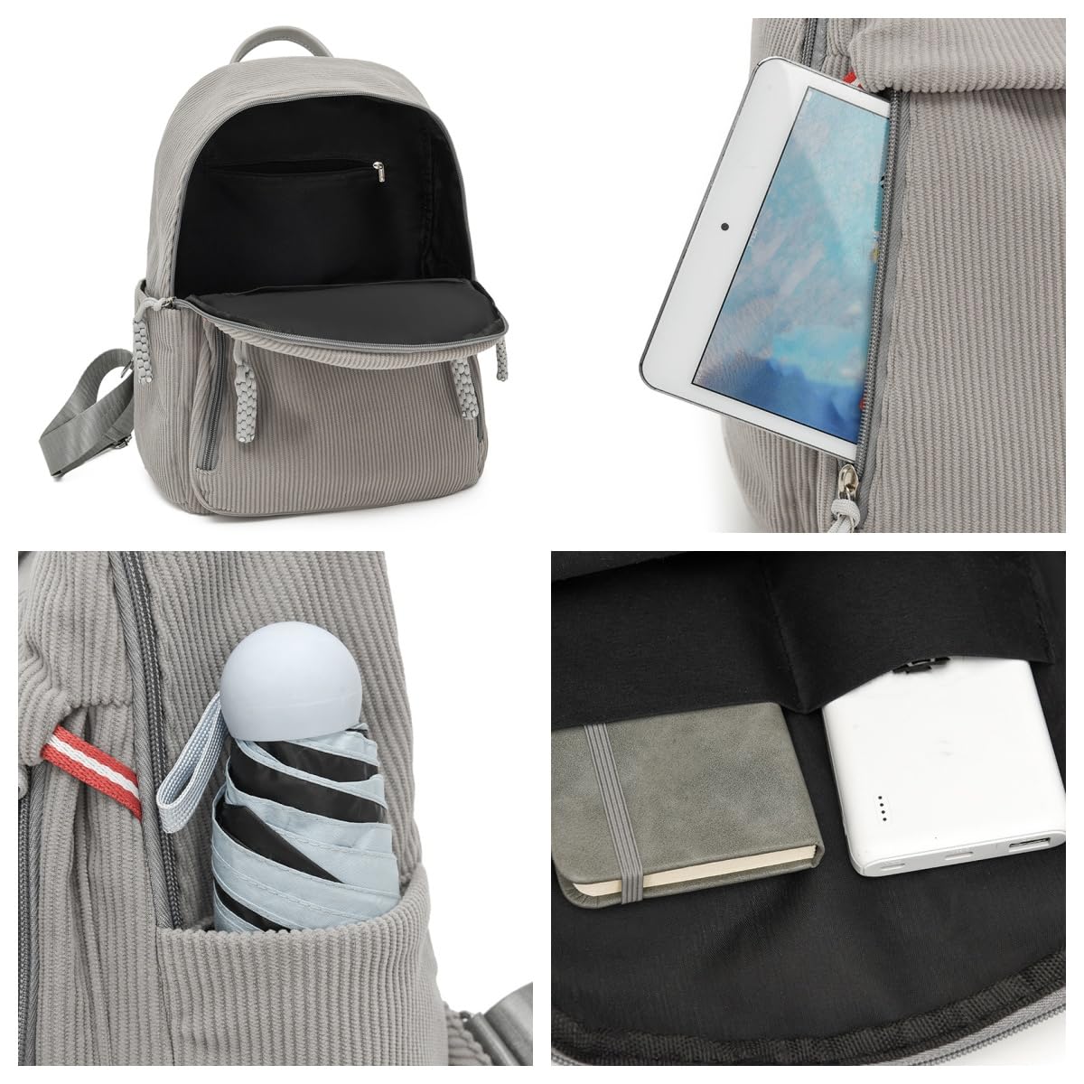 Rucksack Damen Cord-Rucksack mit großem Fassungsvermögen, Unisex-Stil, lässig und leicht, for Studenten, verstellbare Schulter(Orange)