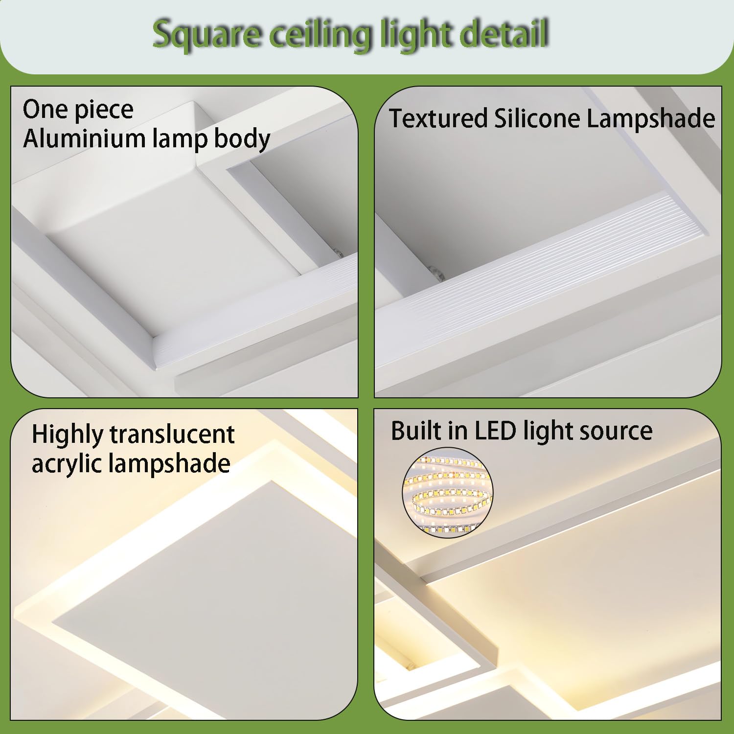 Oświetlenie sufitowe LED 125w Nowoczesna lampa sufitowa 3000k-6000k Ściemnialna lampa sufitowa Kwadratowa oprawa podtynkowa z pilotem Oświetlenie wewnętrzne do salonu Sypialnia Kuchnia