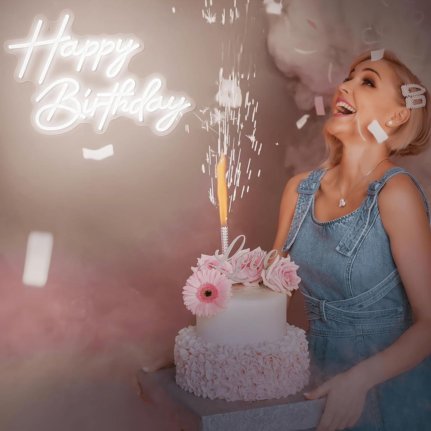 Happy Birthday Neon Sign for Wall Decor, 17.72 x 12.2 Inch USB Powered LED Light up Sign, Birthday Party LED Signs for Backdrop All Birthday Party Decoration - Image 5