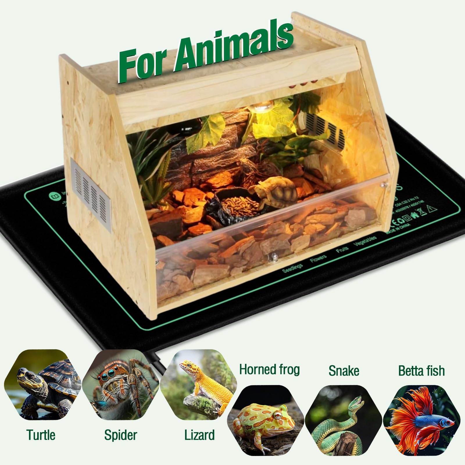 Estera TéRmica para Plantas con Termostato, 50W Alfombrilla Térmica para Plántulas, Acelera Germinación, Ignífugo, IP67 Impermeable, para Mascotas, Reptiles, Plántulas, 54 x 26 cm