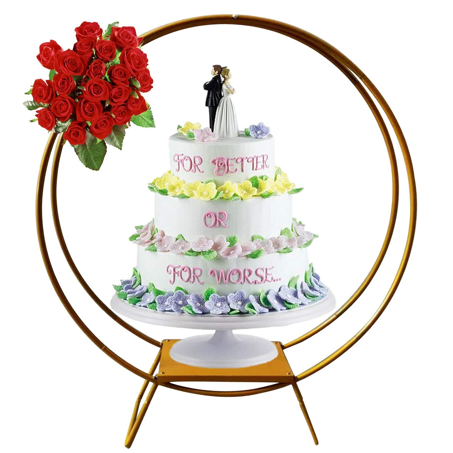 Wedding Cake Flower Stand Floral Hoop Wedding Decor Double Ring Cake