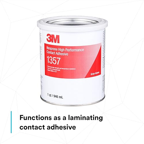 Miniatura 6 de 3M Adhesivo de contacto de neopreno de alto rendimiento 1357, gris y verde, lata de 1 cuarto de galón