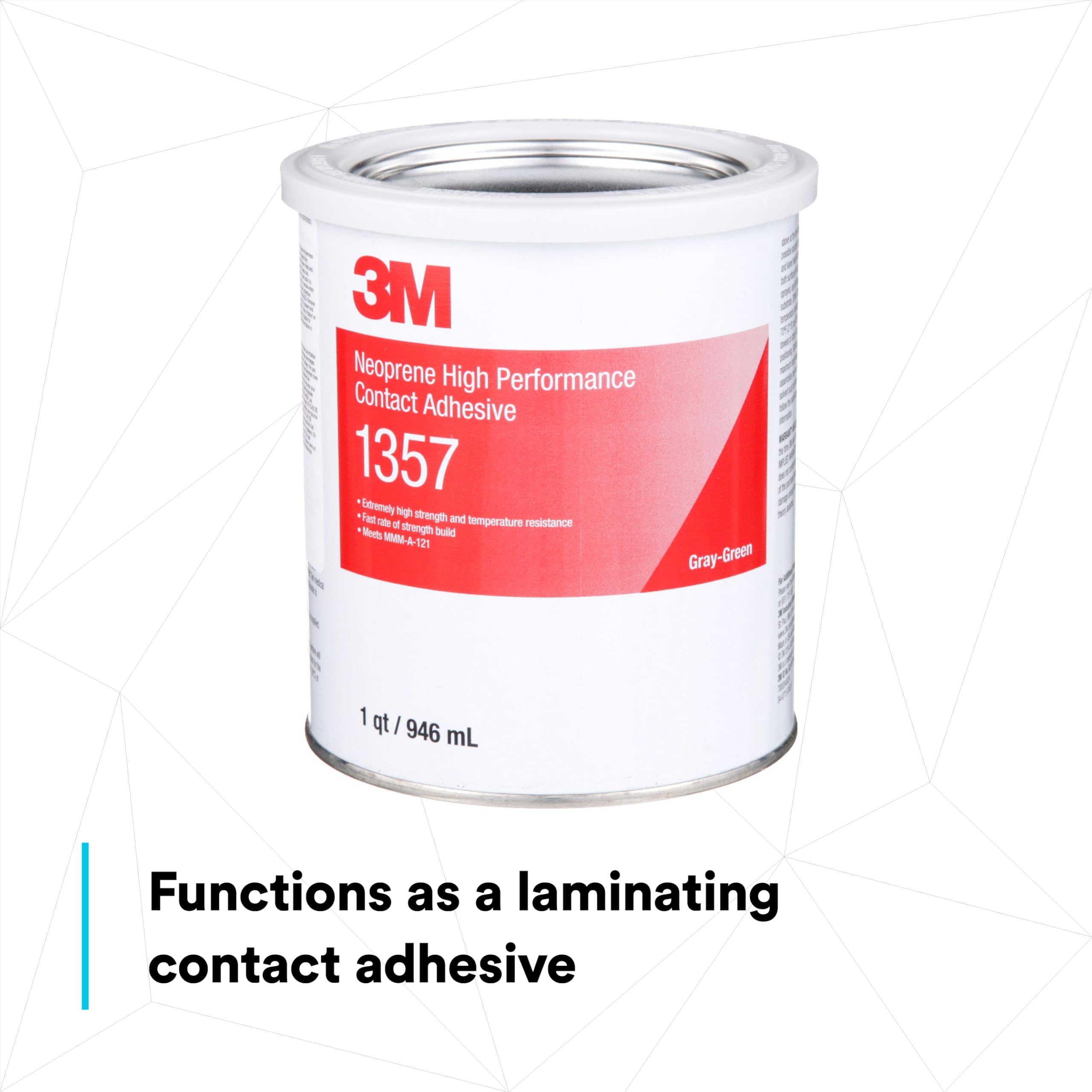 3M Neoprene High Performance Contact Adhesive 1357, Gray-Green, 1