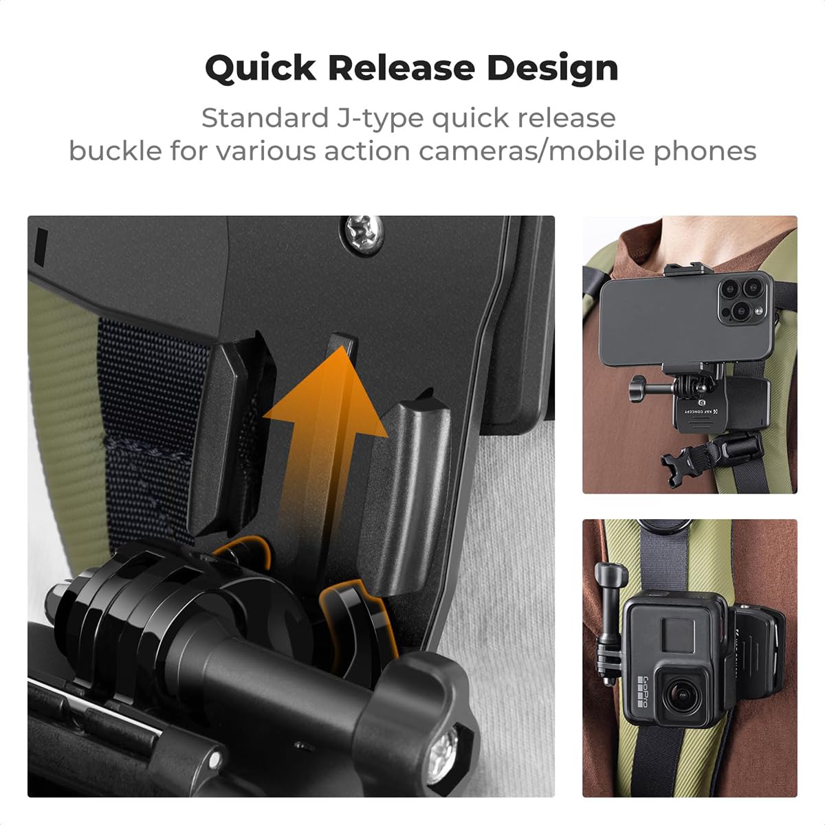 Supporto A Tracolla Per Action Cam Con Morsetto Per Cellulare - Compatibile GoPro, Osmo Action, SJCAM E Smartphone Fino A 7 Pollici