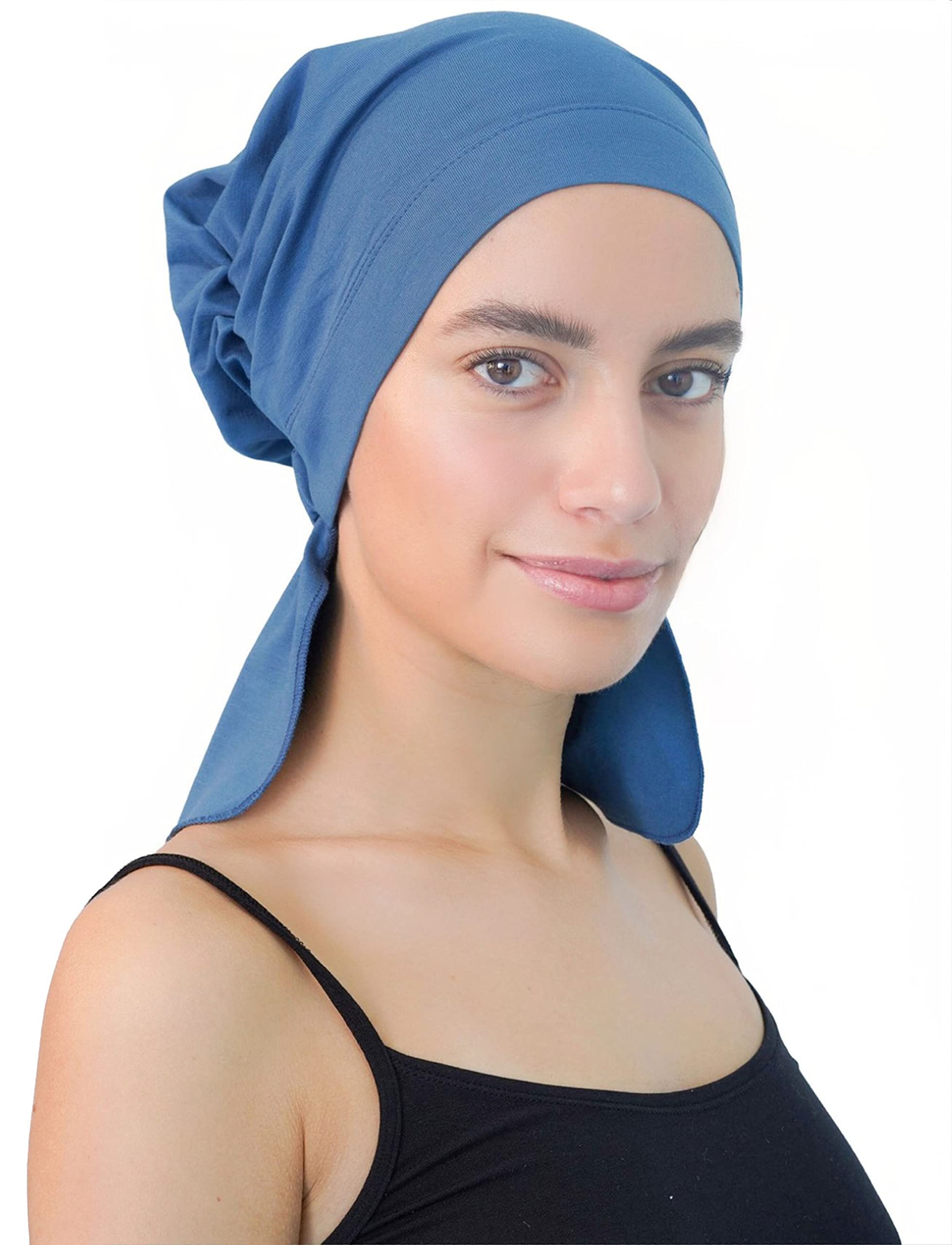 Deresina Headwear Women's Caroline Blue Gathered Cap With Pelerine At The Back