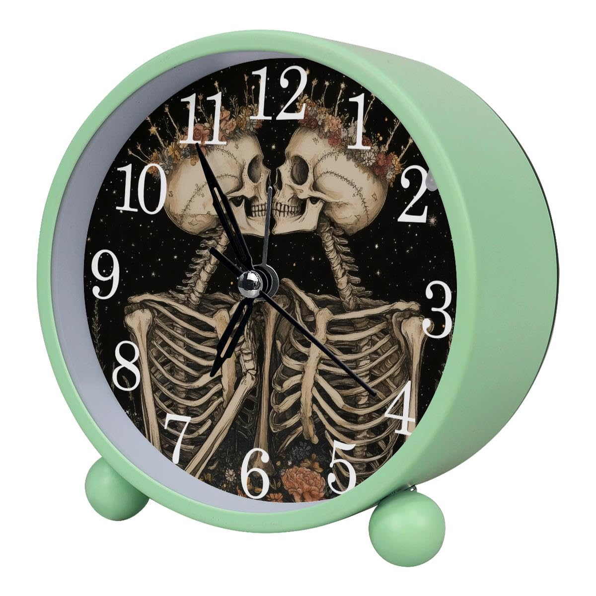 Luoweisi Alarm Clock Skeletons Lover, Silent Non-Ticking with Night Light