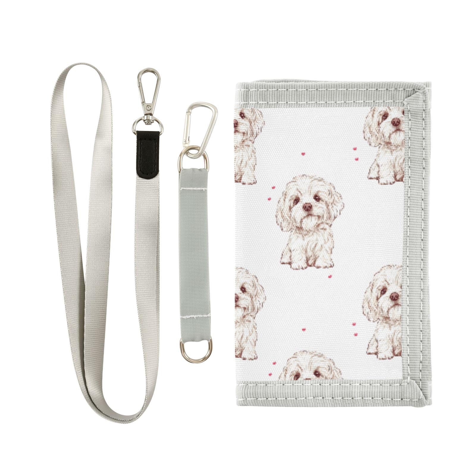 ALAZA Kids Wallets for Boys Girls Toddler Trifold Wallet Children Small Puppy Dog White with Zipper Coin Pocket