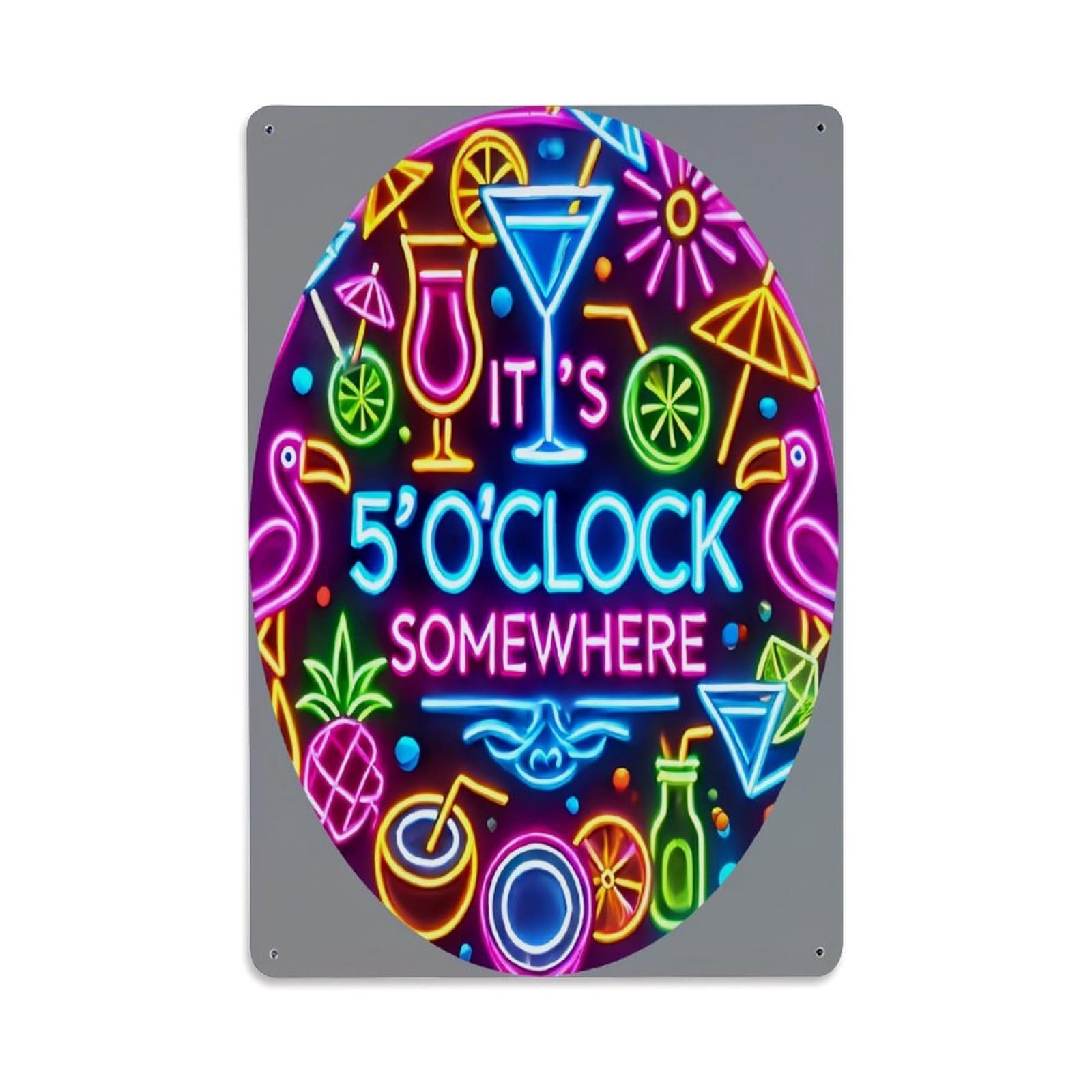 Neon Cocktail Party Theme Design Vintage Tin Sign Retro Metal Wall Decor Metal Poster, Home Bar Garage Farmhouse Cafe Wall Art Decoration 8x12Inches