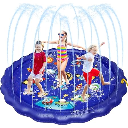 Amazon Co Jp 噴水マット 170cm直径 噴水プール ビニールプール 水遊びおもちゃ 夏の日 子供用 親子遊び 家庭用 アウトドア 芝生遊び 誕生日プレゼント 本