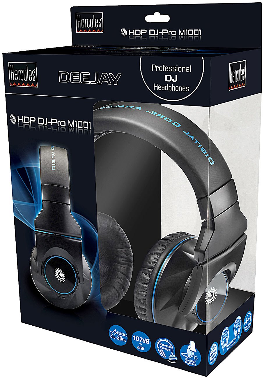 Hercules DJ-Pro M1001 (DJ-Kopfhörer, geschlossen, 50 mm Treiber, faltbar, Transportbeutel)