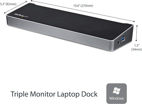 Triple Monitor USB 3.0 Docking Station, 2x 4K DisplayPort & HDMI, USB Type A Universal Laptop Dock, Windows/Mac, TAA