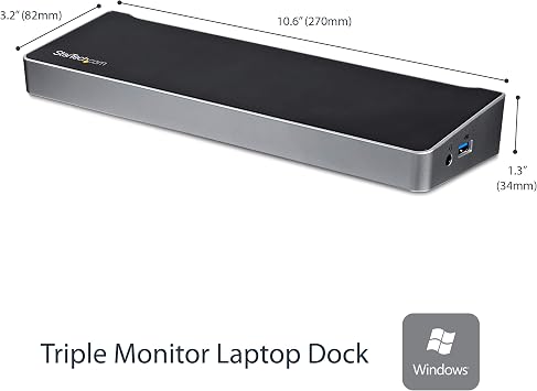 Triple Monitor USB 3.0 Docking Station, 2x 4K DisplayPort & HDMI, USB Type A Universal Laptop Dock, Windows/Mac, TAA