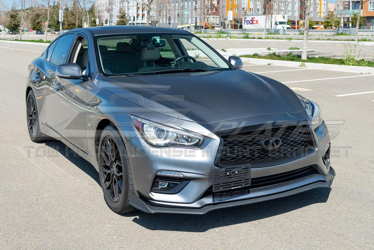 Extreme Online Store Replacement for 2014-Present Infiniti Q50 Sedan Models | EOS Plate Version 2 Front Bumper Tow Hook License Plate Relocator Mount Bracket Tow-132-V2 (Full Size)