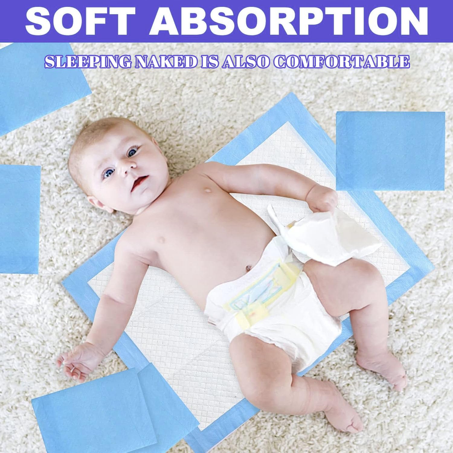 Paquete de 100 cambiadores desechables, pañales grandes a prueba de fugas, almohadilla impermeable para cambiar pañales, transpirable, grande, desechable, ultra absorbente, 17 x 13 pulgadas
