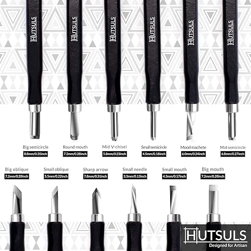 Miniatura 2 de Hutsuls Juego de herramientas de tallado de madera, fácil de usar, 12 piezas de mini cincel de madera para principiantes, kit de tallado de madera