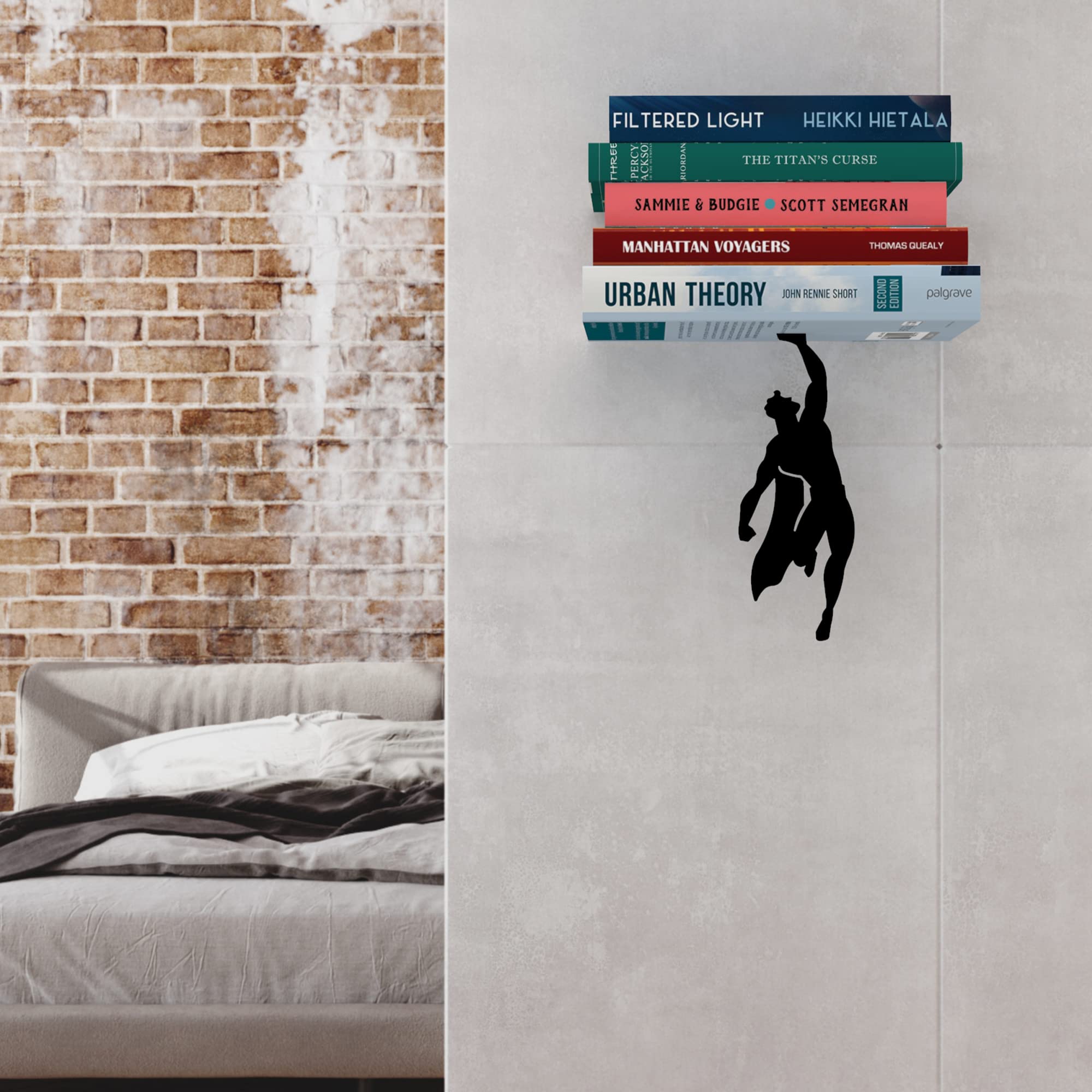 Invisible Hanging Metal Floating Bookshelf Optical Illusion Wall Book