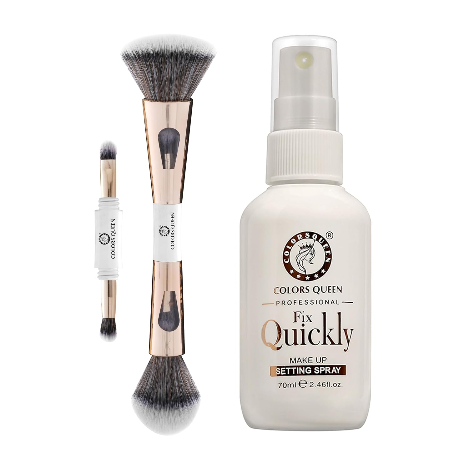 Colors Queen 4 in1 Makeup Brush with Fix Quickly Makeup Setting Spray | Multifunctional Brush with Soft Bristles | Light W...