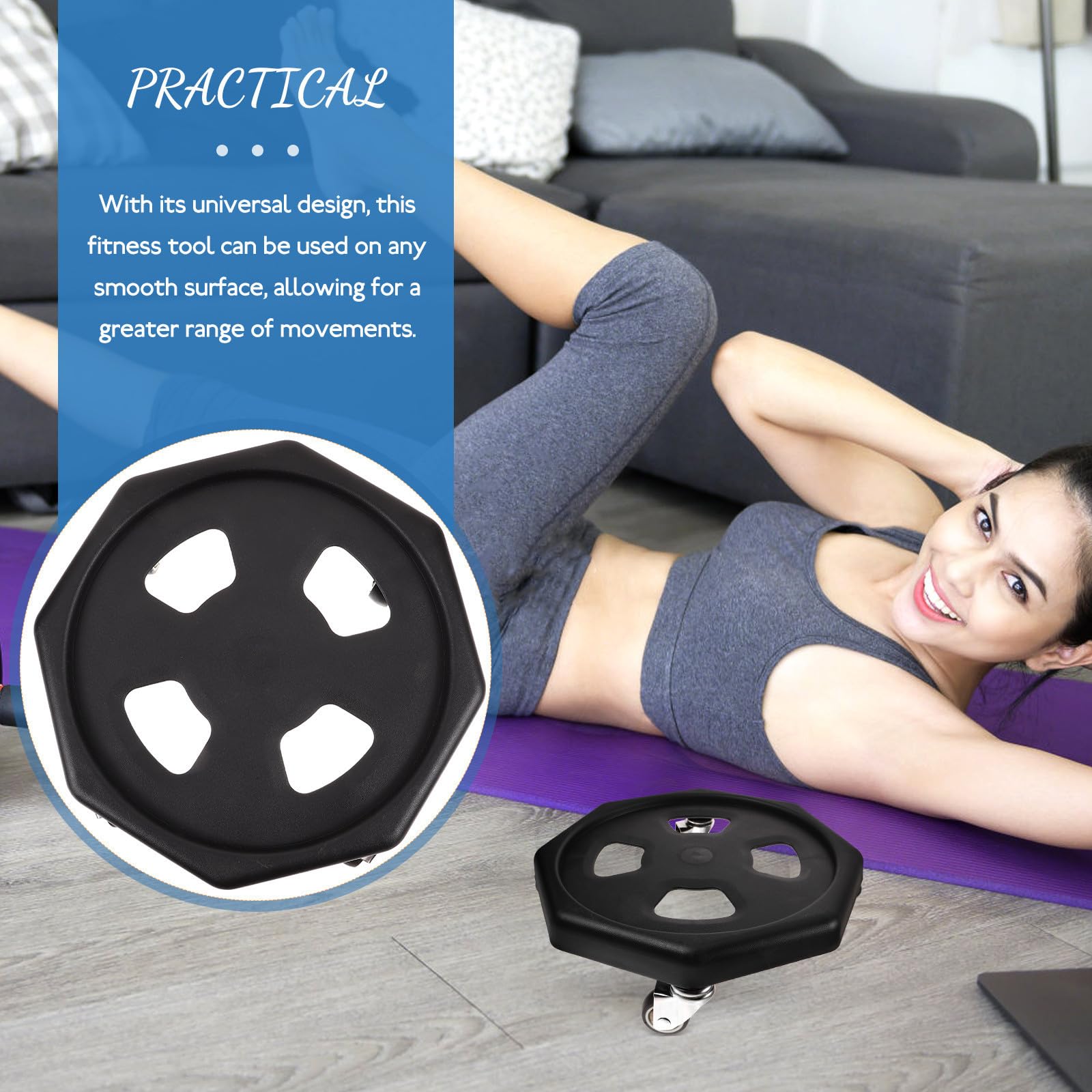 Beaupretty Discos Deslizantes de Entrenamiento Abdominal, Placa de Entrenamiento Abdominal, PP, Negro, Portátil, con Cojín para Rodillas, para Ejercicio en Casa Color Color Aleatorio