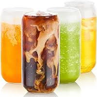 Vista 6 de BEWAVE Vaso para beber, vasos con forma de lata de 16 onzas, vasos de café helado, vaso de cerveza, para whisky, refrescos, té, jugo, regalo