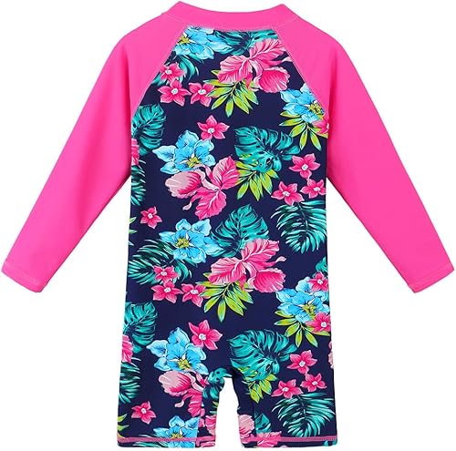 Miniatura 2 de BAOHULU Traje de baño de una pieza de manga larga para niñas UPF 50+ UV traje de baño con cierre de cremallera