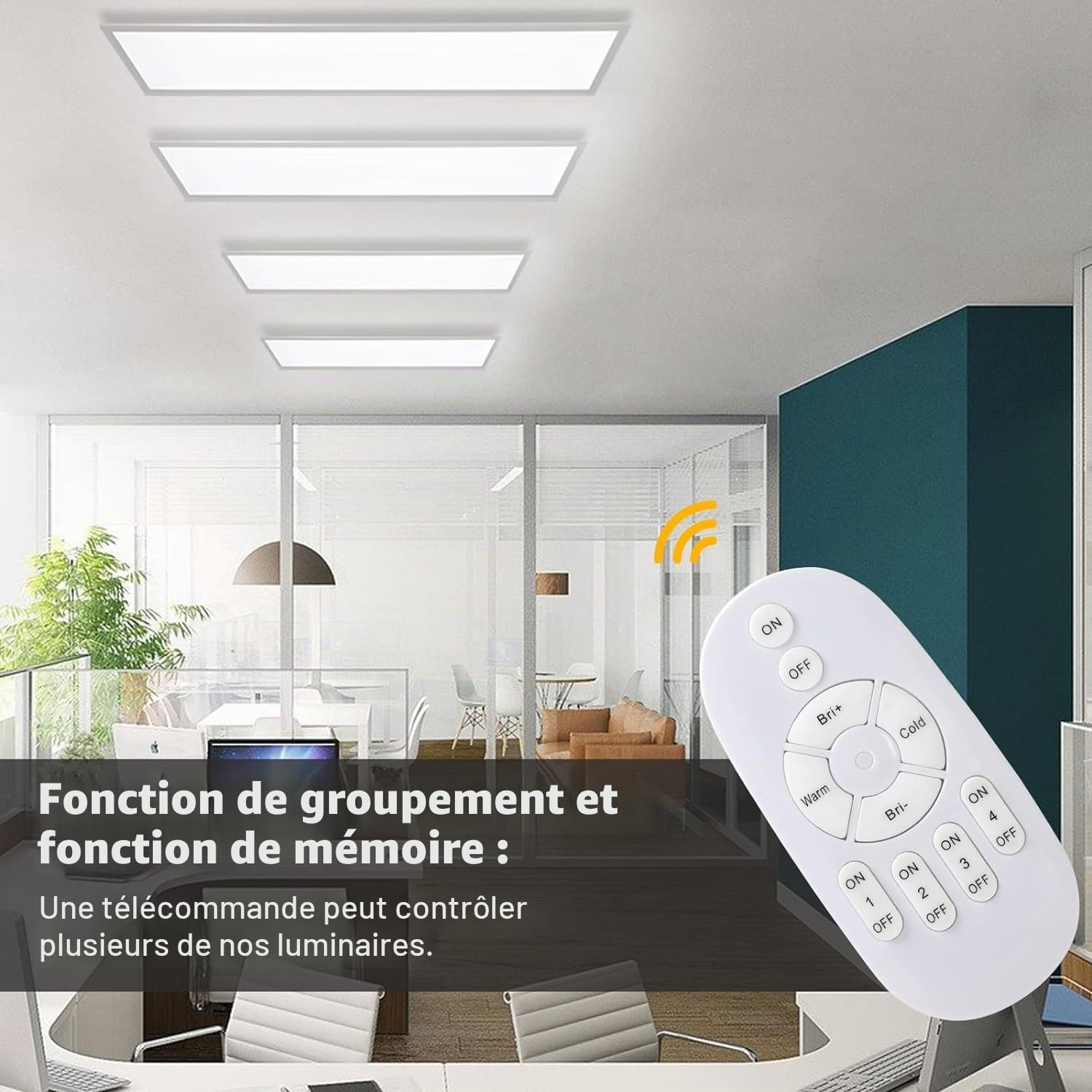 Plafonnier LED Dimmable 120x30 cm avec Fonction Mémoire, 40W 2700K-6500K Panneau Rectangulaire Ultra-Plat avec Télécommande, Lumière Ultra-Brillante Convient pour Bureau Cuisine Garage Atelier Cave