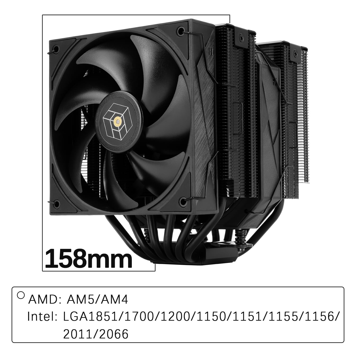 TR-Thermalright Royal Pretor 130 Black, Enfriador para CPU,Doble torre con 6 tubos de calor, Doble ventilador PWM,Cubierta superior con acabado mate cepillado en negro,Para AM5/AM4, Intel LGA1851/1700