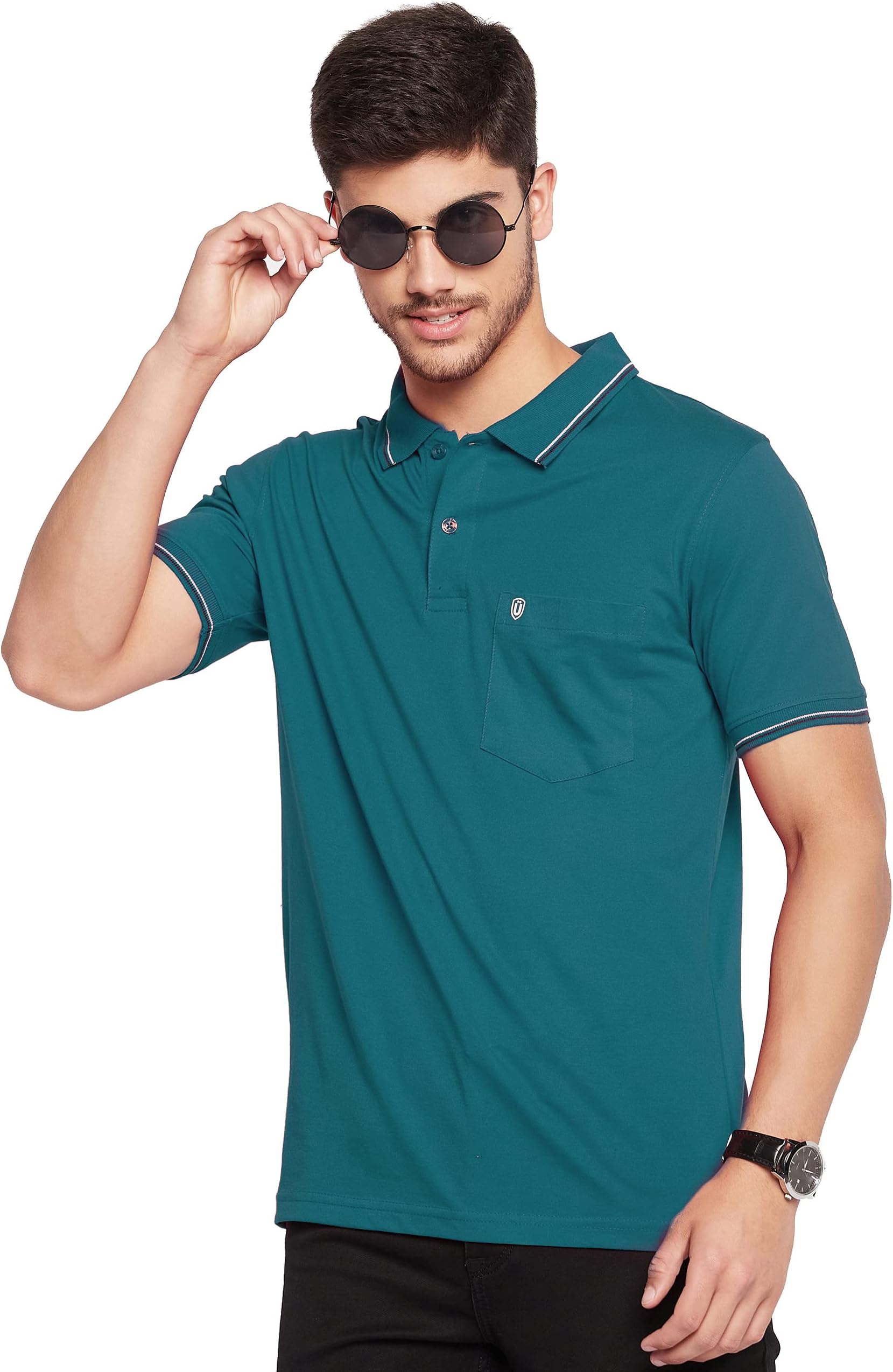 UNIBERRYMen's Cotton Blend Half Sleeves Solid Polo T-Shirt-MT4