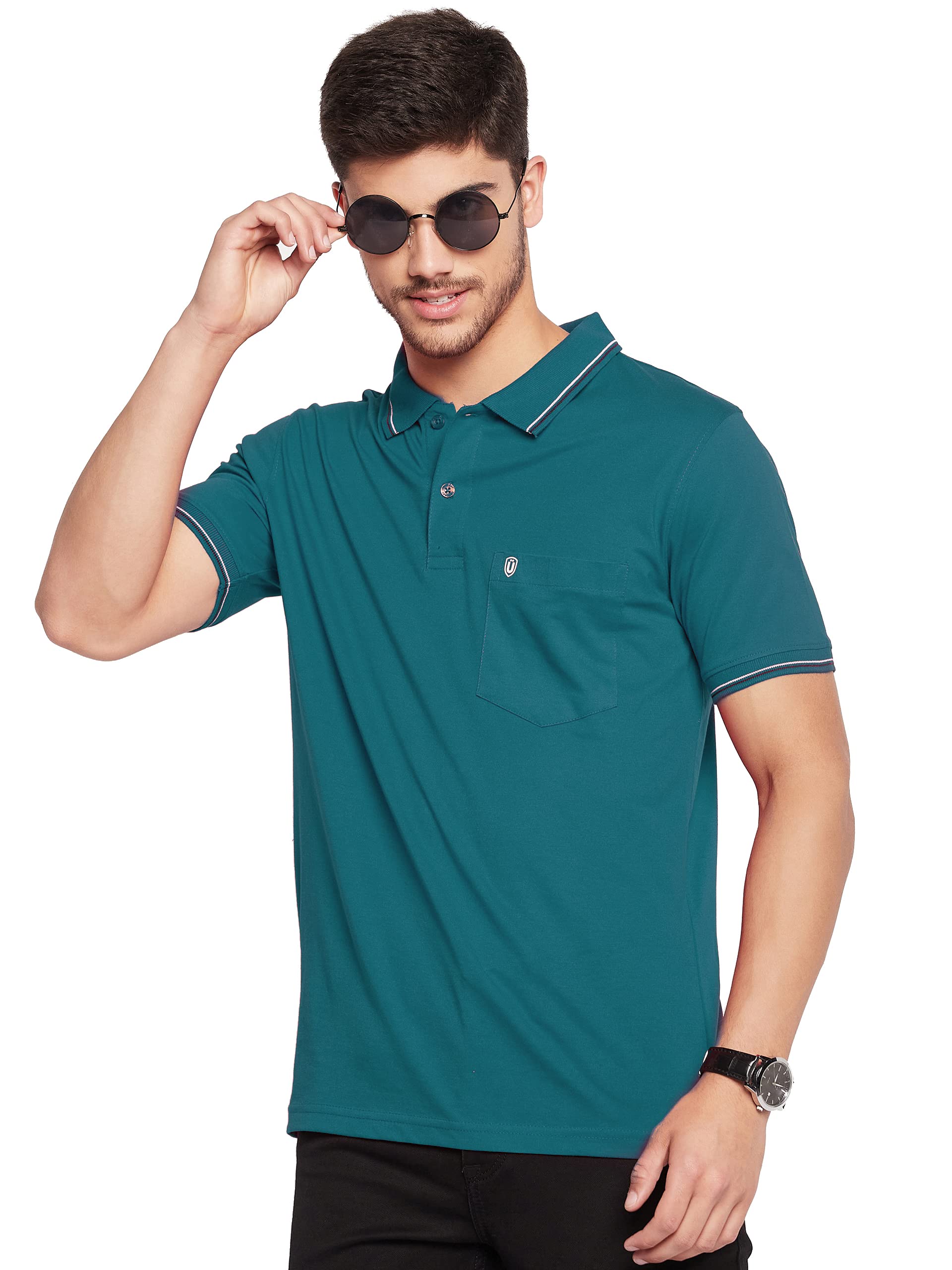 UNIBERRYMen's Cotton Blend Half Sleeves Solid Polo T-Shirt-MT4