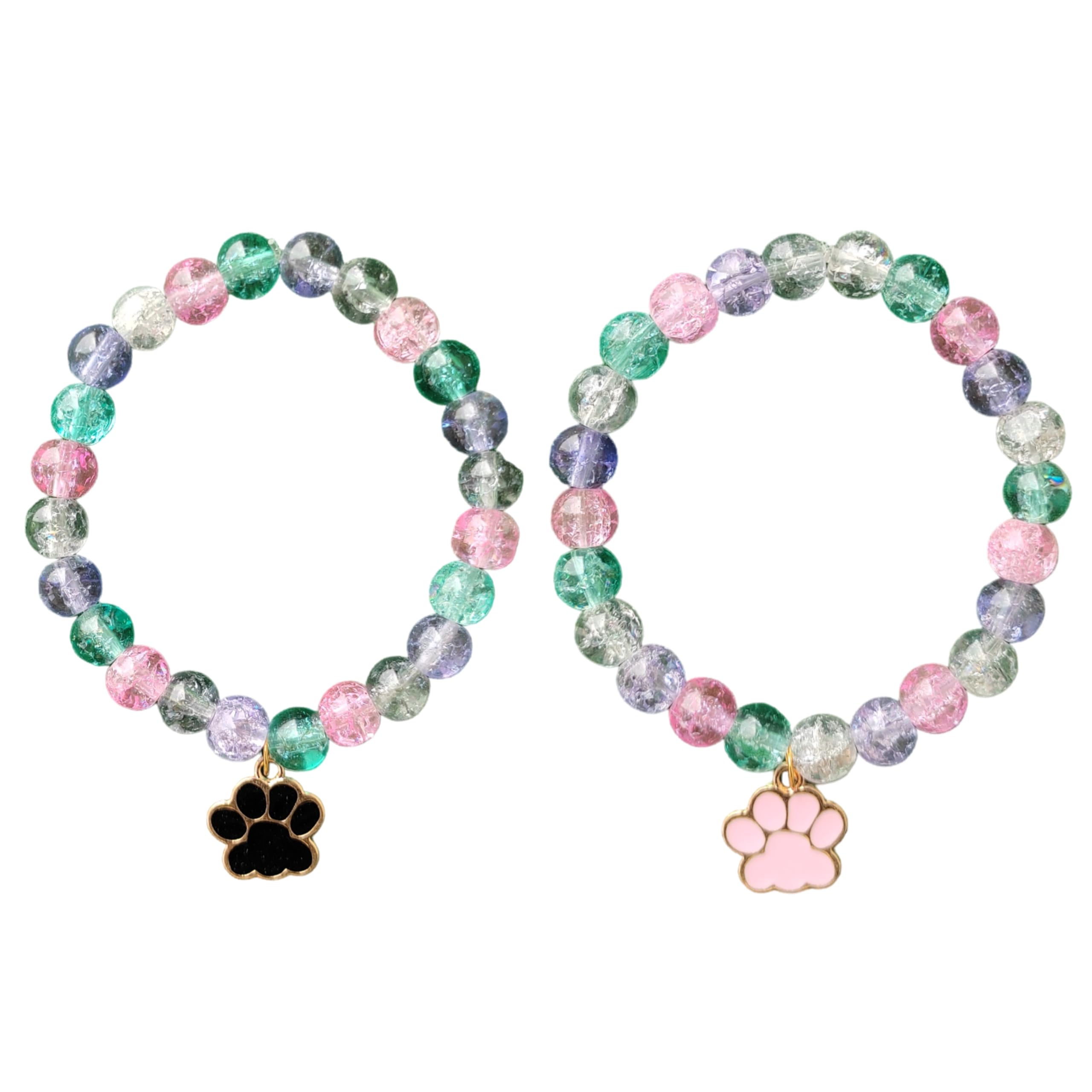 Pack Of 2 Cute Paw (Black, pink) Charm Korean Beads Bracelet Combo For Girls And Women|Cute Accessories| Gift (B0CVXH94L4) Amazon Price History, Amazon Price Tracker
