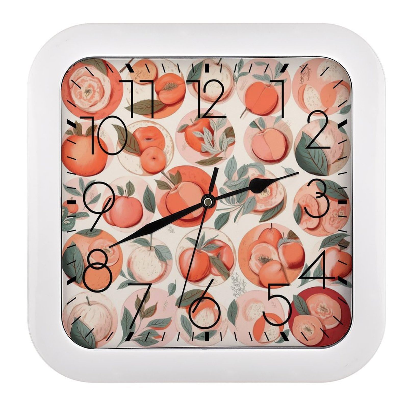 NTVOWPZO 10 Inch Wall Clock Round Peach Battery Operated Wall Clocks Silent Non-Ticking Square Wall Clock for Living Room Kitchen Home Office Wall Decorative Clocks