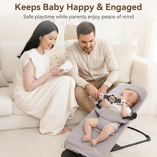 Miniatura 7 de Baby Bouncer - Barra de juguete compatible con Baby Bjorn, accesorio de juguete de madera para gorila, juguetes sensoriales giratorios para bebés,
