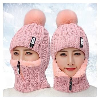 Amazon.co.jp: 女性ニット帽子スキー帽子セット防風冬の屋外