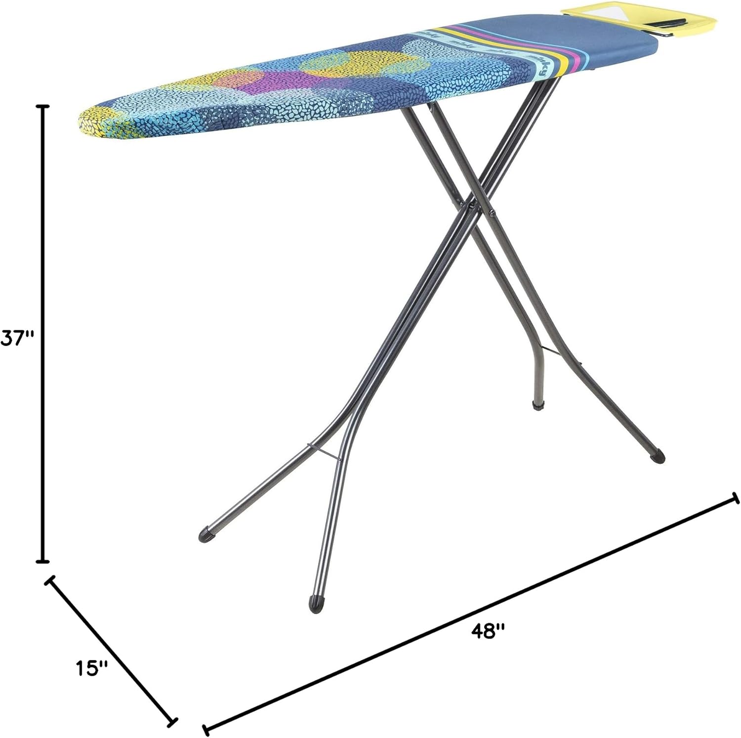 Minky Homecare SureGrip Ironing Board, 48x15 inches, Interchangeable Rest for Left or Right Handed Use, Colourful Design. Made in The UK, Yellow Rest