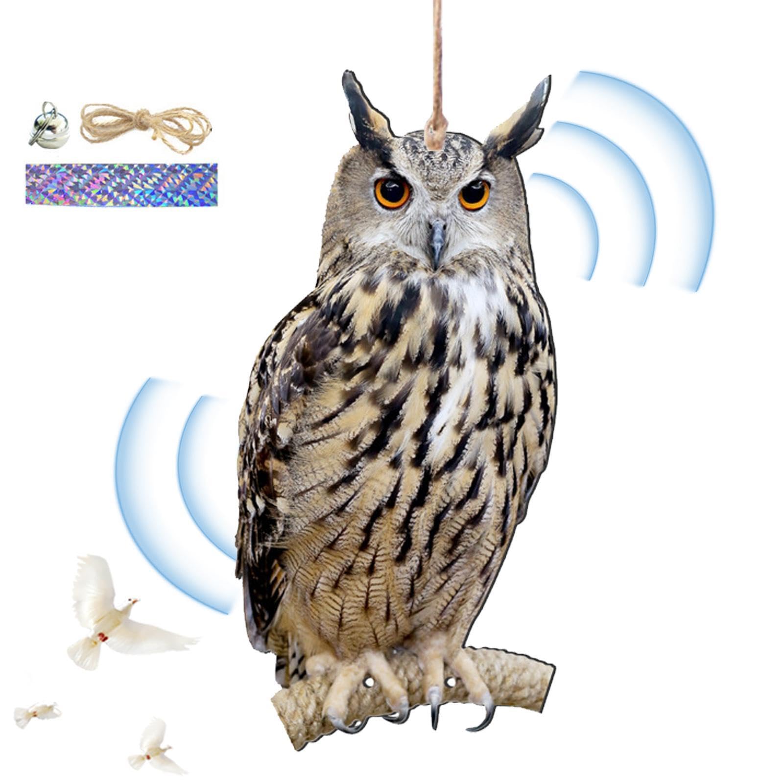 Owl Bird Scarers for Gardens - Bird Repel Devices Outdoor,Farm Protector Bird Scarer,Birds Deterrents,Owl Bird Scarer,Seagulls Bird Repellents Devices,Scarecrow for Roofs,Owl Decoy to Scare Birds Away