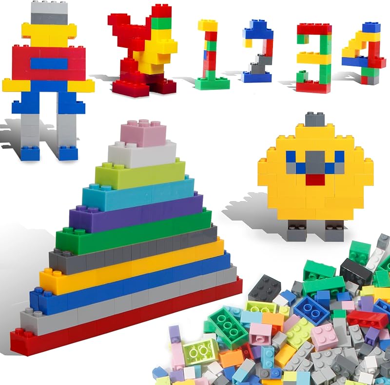 1750 PIEZAS Azulejos de bloques de construcción Formas creativas para mejorar el juego imaginativo Conjunto único para construir casas Números Animales y juguetes STEM más vibrantes Lavables para el aprendizaje Educación Edades 3+
