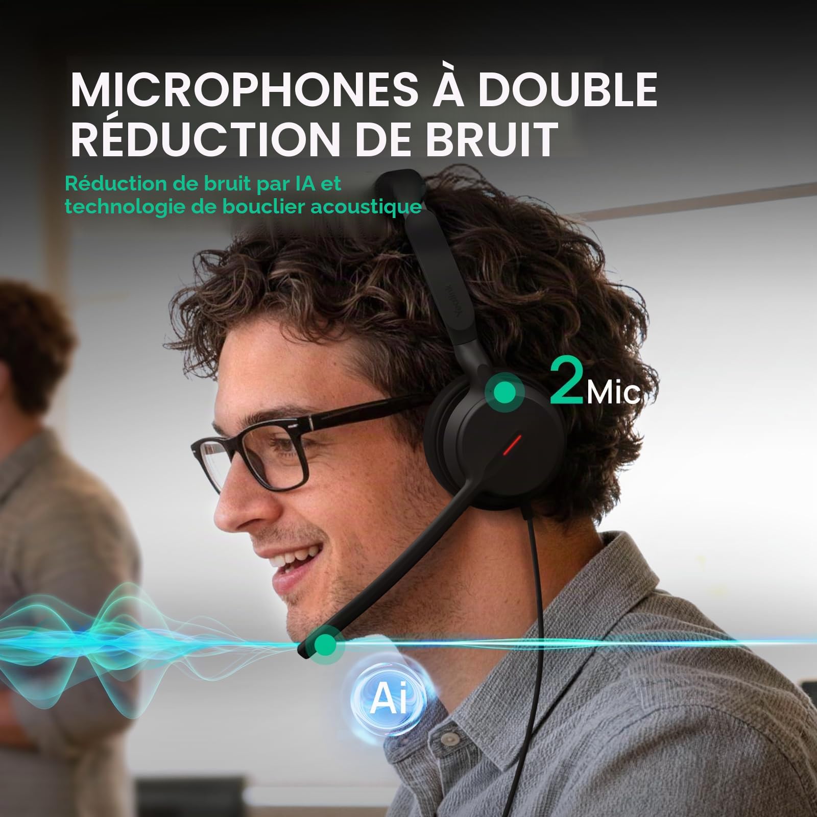 Yealink Casque Filaire UH44 pour PC avec Double Microphone et réduction de Bruit, Adaptateur USB-C/A, Compatible avec Les Ordinateurs, Les centres d'appels et Les Bureaux. Certifié Busylight Teams
