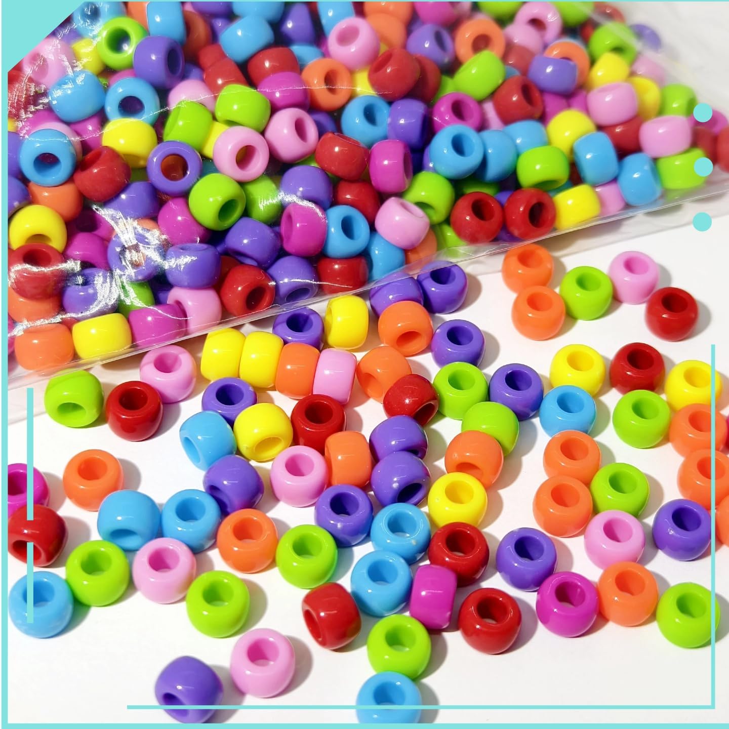 New Scratchles Rainbow Craft Pony Beads, 800 Pieces Acrylic Beads for DIY Jewelry Making, Friendship Bracelets, Hair Accessories, 6x9mm Multi-Color (Dark) - Image 7