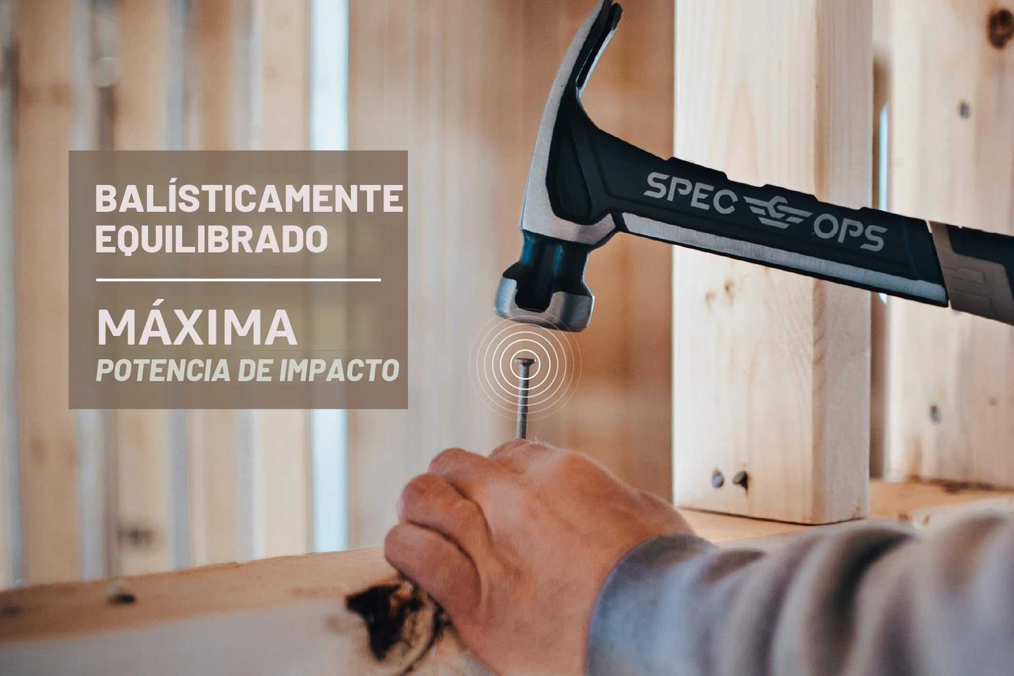 Spec Ops - SPEC-M20SF-S Tools martillo de clavo, 20 onzas, garra rasgada, cara lisa, cara de mazo suave, agarre absorbente de golpes, 3% donado a veteranos negro/marrón