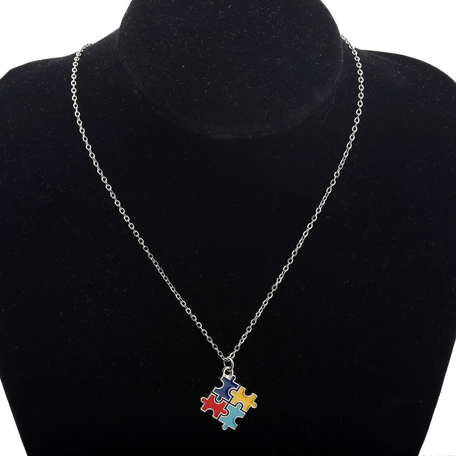 FUSTMW Autism Awareness Necklace Gifts for Autistic Colorful Puzzle Piece Jewelry Gifts (Autism Awareness necklace)
