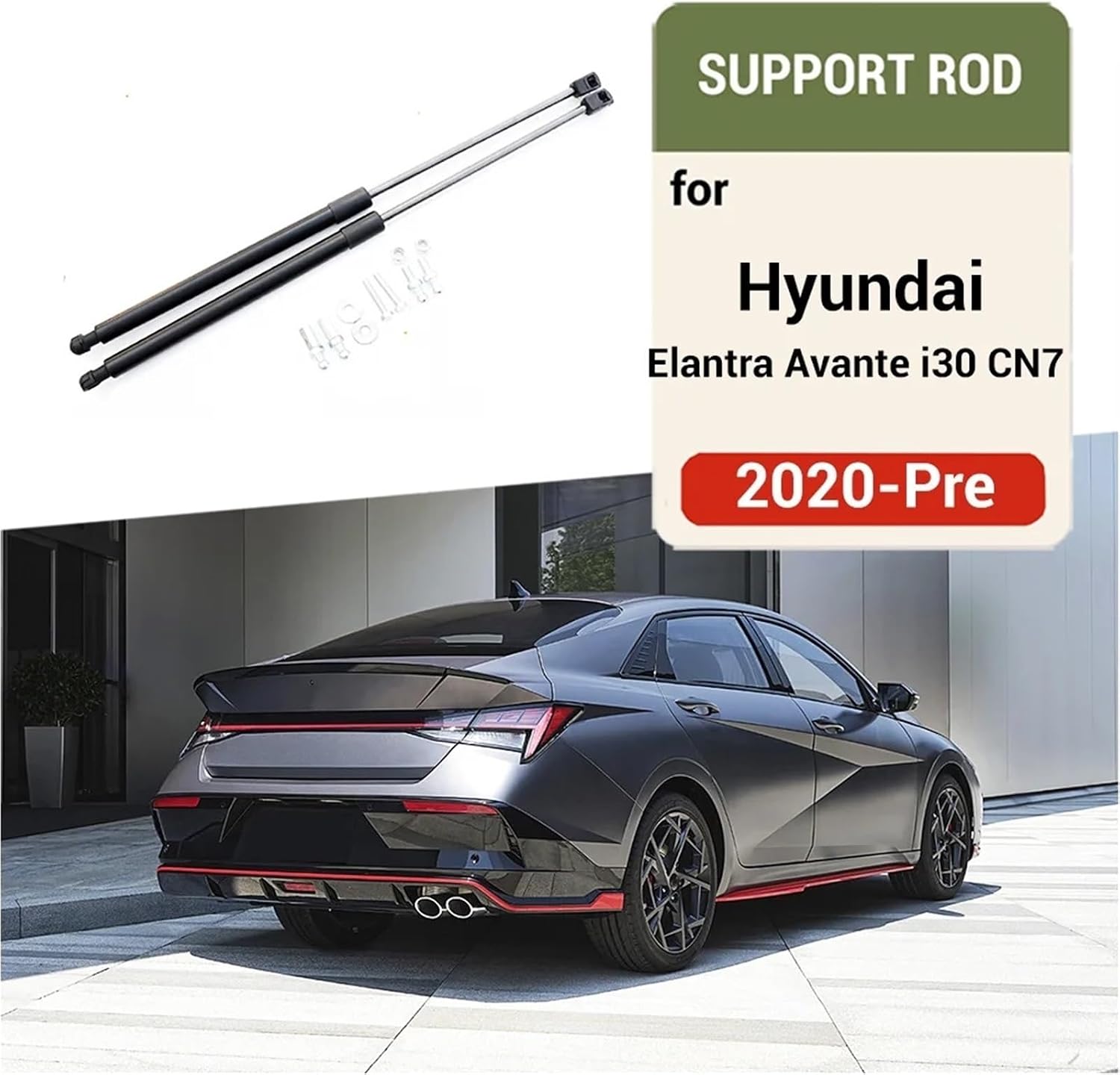 Car Rear Tailgate Trunk Door Spring Shock Strut Bars Support Lifting Fit For Hyundai Elantra Avante i30 CN7 2020-Pre. Hydraulic rod(Carbon silver)