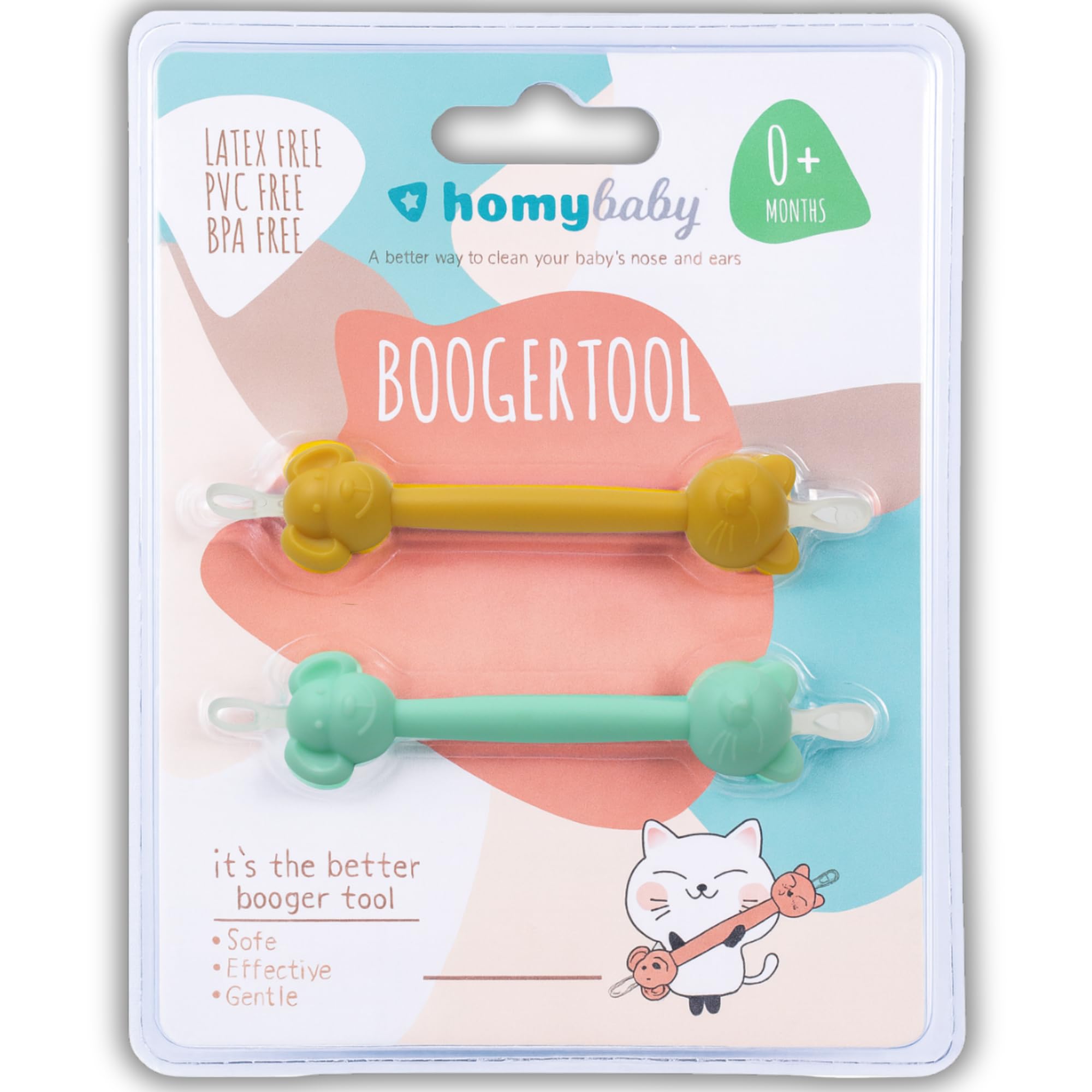 HOMYBABY® Cure Nez Bebe [x2 Pinces à Crottes de Nez] - Nettoyeur nasal et auriculaire pour bébés - Nettoie facilement et en toute sécurité - Nettoyeur d'oreille